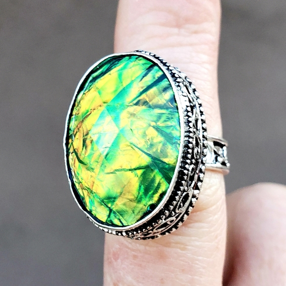 New Faceted Triplet Opal 925 Silver Ring. - Picture 14 of 16